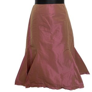 Max Mara Iridescent Pink/Gold Taffeta Flared Bottom Pleated Skirt - Size 4